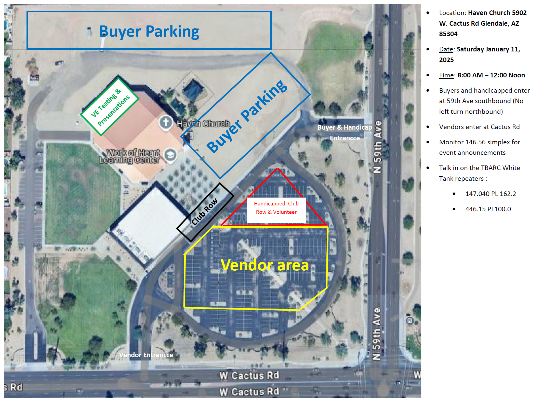 TBARC 2026 hamfest map and parking information